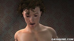 3d cartoon stud gets his arsehole licked and sucks on a hard chocolate dick