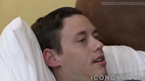 Young twink butt fucks his hairy lad boyfriend hard and fast