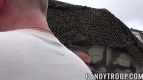 Army men having bum shagging foursome sex fest