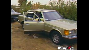 Kyle anal fucks scott outdoor the car with his pecker