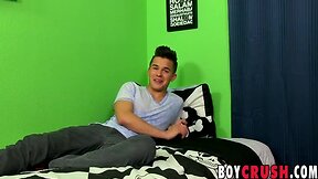 Attractive youngster andy taylor wanks off with toy inserted