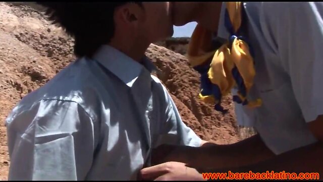 Latin boyscouts barebacking outdoors
