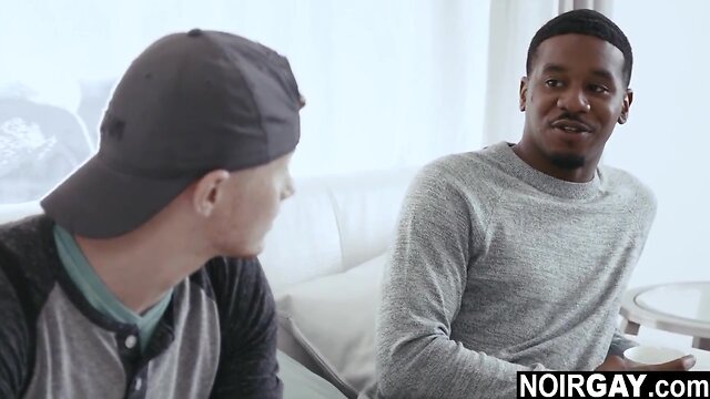 Straight white twink sipping a considerable dark pecker for 300$ interracial gay sex