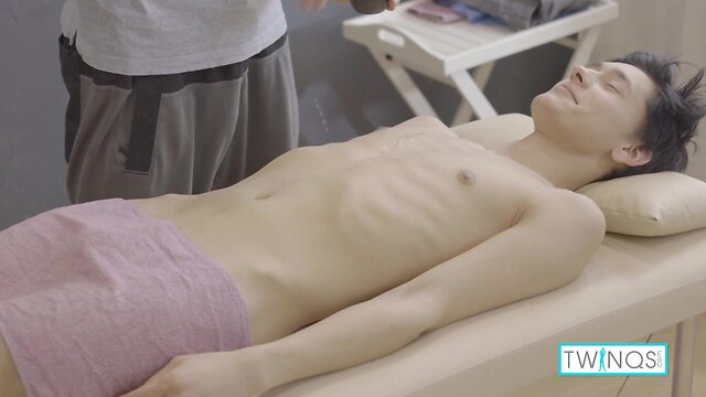 Aroused masseur lucas gets logan’s large hard dick in his tiny butt-hole!