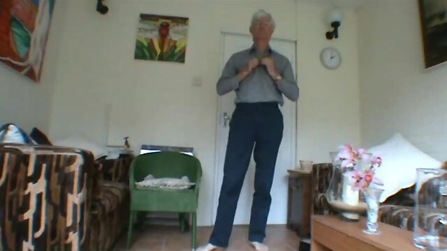 Old guy strips and strokes