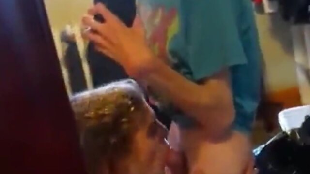 Sensual skinny twink gives sloppy deep throat bj and handjob with sexy licking and close cum swallowing