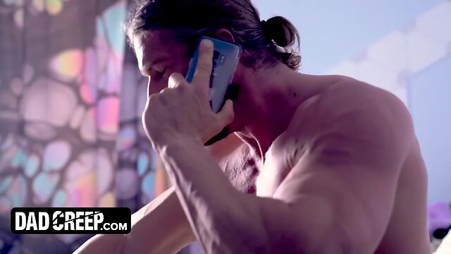 Muscled stepfather gives his troubled stepson the anal support he needs after