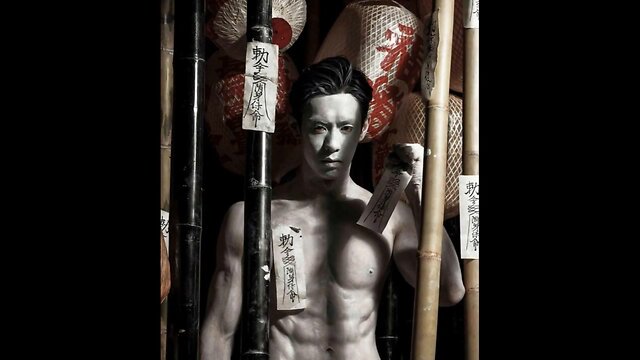 Asian zombie with muscular physique