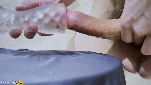 Close-up: toy fucking and monster cock ejaculation