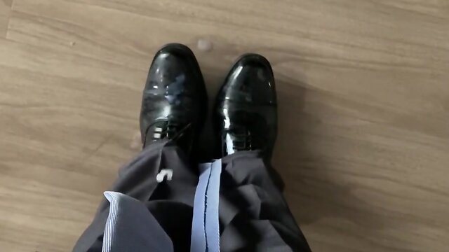 Trying on daddys suit and flirting with his sexy shoes