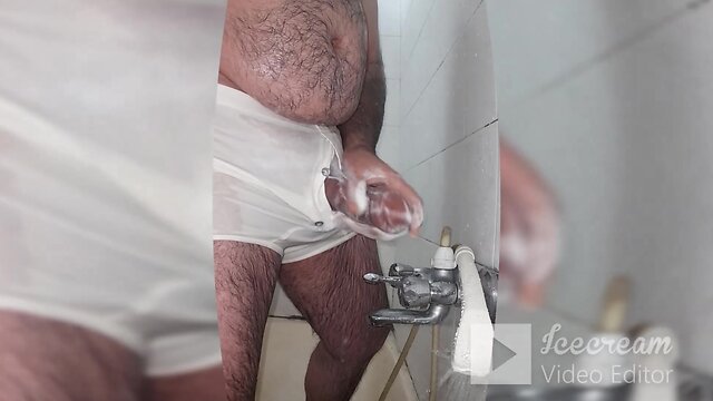 Do married friends like my chinese shemale bisex shower masturbation in the bathroom with work underwear?