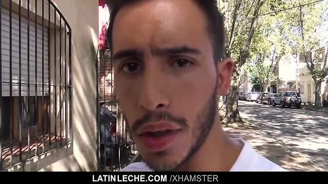 POV camera man drilling straight Latino macho lad