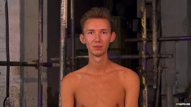 Restrained obedient jerked off by aged master sebastian