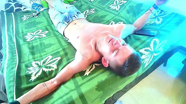 Muscle domination: latino hunks in bondage spread eagle for punishment tags: body builders, bondage, domination, hunks, latinos, bdsm, muscle